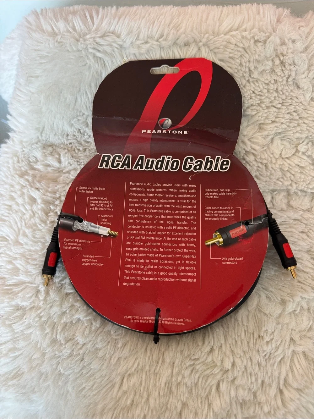 10 ft Pearstone RCA Audio Cable - Black with Red/White Accents